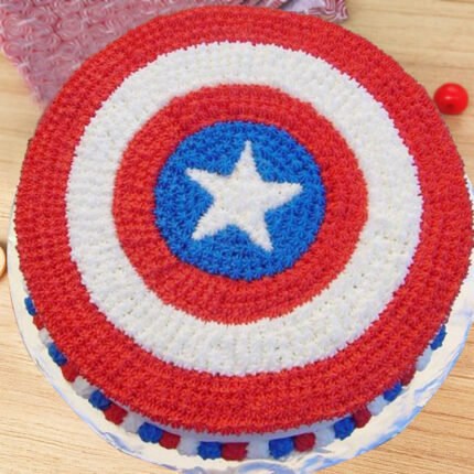 Round Shaped Captain America Cake