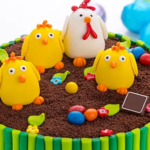 Kids Chicken Theme Fondant Cake